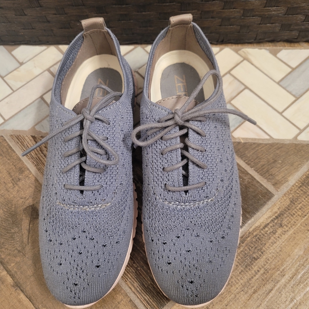 COLE HAAN Zerogrand Womens Gray Pale Pink Wingtip Oxford Shoe SIZE 5.5
